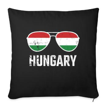 Hongrie Hongrie Drapeau Lunettes de soleil Hongrois - Housse de coussin décorative 45 x 45 cm - noir - Devant