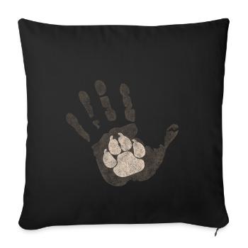 Dog paw in hand - Sofa pillowcase 17,3'' x 17,3'' (45 x 45 cm) - black - Front