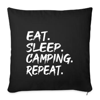 EAT SLEEP CAMPING REPEAT - Sofa pillowcase 17,3'' x 17,3'' (45 x 45 cm) - black - Front