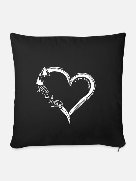 I LOVE CAMPING - Sofakissenbezug 45 x 45 cm - Schwarz