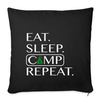 EAT SLEEP CAMP REPEAT - Sofakissenbezug 45 x 45 cm - Schwarz - Vorne