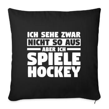 Eishockey Hockeyspieler Hockey - Sofakissenbezug 45 x 45 cm - Schwarz - Vorne