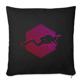 Women Diver Diving Diver Scuba Diver - Sofa pillowcase 17,3'' x 17,3'' (45 x 45 cm) - black - Front