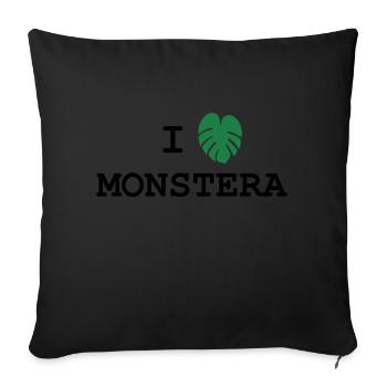 I love Monstera - design with leaf - Sofa pillowcase 17,3'' x 17,3'' (45 x 45 cm) - black - Front