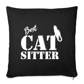 Meilleur gardien de chat - Housse de coussin décorative 45 x 45 cm - noir - Devant