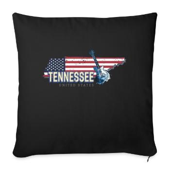 Tennessee États-Unis Carte murale rétro États-Unis - Housse de coussin décorative 45 x 45 cm - noir - Devant