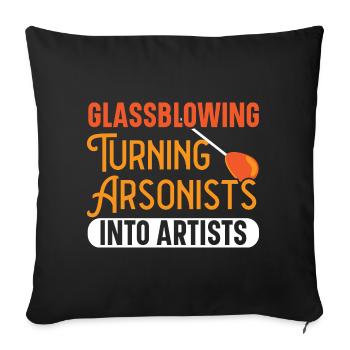 Les souffleurs de verre transforment les pyromanes en artistes - Housse de coussin décorative 45 x 45 cm - noir - Devant