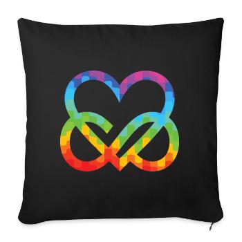 Polyamorie Infinity Herz - Poly Love Heart - Sofakissenbezug 45 x 45 cm - Schwarz - Vorne