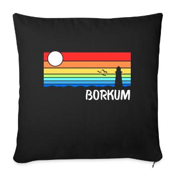 Borkum Nordsee Ostfriesische Insel Geschenk - Sofakissenbezug 45 x 45 cm - Schwarz - Vorne