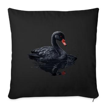 Oiseau cygne noir - Housse de coussin décorative 45 x 45 cm - noir - Devant