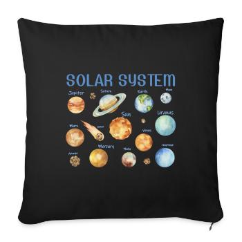 Watercolor Wonder - Named Solar System - Sofa pillowcase 17,3'' x 17,3'' (45 x 45 cm) - black - Front