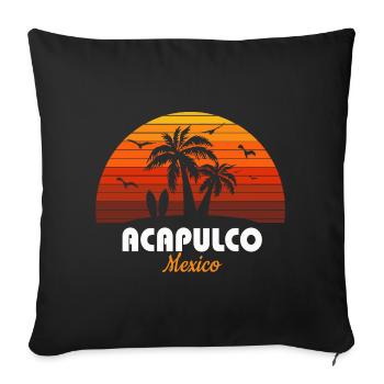 Acapulco Mexiko Sonnenuntergang Künstlerisches Urlaubssouvenir - Sofakissenbezug 45 x 45 cm - Schwarz - Vorne