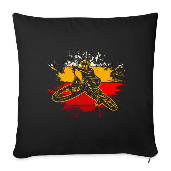 Éclaboussures de moto riders sur les bandes de drapeau - Housse de coussin décorative 45 x 45 cm - noir - Devant