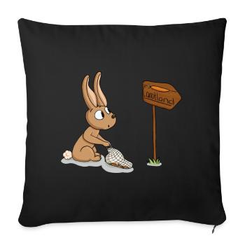 Petit lapin à la recherche de carottes - Housse de coussin décorative 45 x 45 cm - noir - Devant