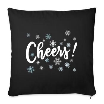 Cheers! Merry Christmas Holiday Cheer Snowflakes - Sofa pillowcase 17,3'' x 17,3'' (45 x 45 cm) - black - Front