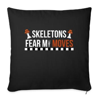 Squelette Peur de mes coups Échecs d’Halloween - Housse de coussin décorative 45 x 45 cm - noir - Devant