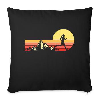 Trail Run Ultra Running Mountain Trekking Running - Sofa pillowcase 17,3'' x 17,3'' (45 x 45 cm) - black - Front