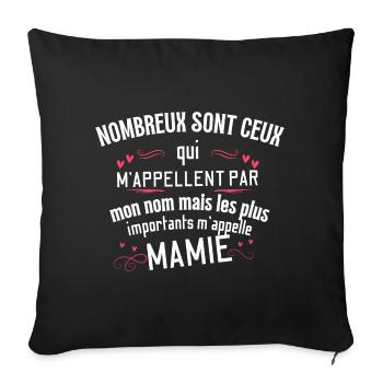 Mamie Bien-Aimée et Chérie - Housse de coussin décorative 45 x 45 cm - noir - Devant