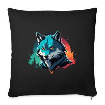 Loup Dangereux Canine Illustration Colorée - Housse de coussin décorative 45 x 45 cm - noir - Devant