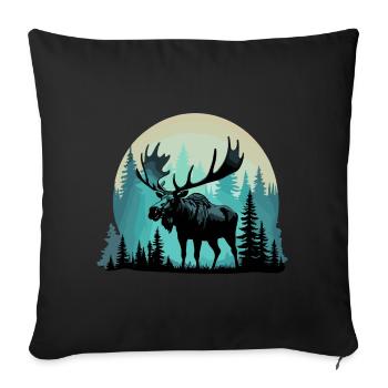 Moose Silhouette Cool in the Forest Beautiful Landscape - Sofa pillowcase 17,3'' x 17,3'' (45 x 45 cm) - black - Front