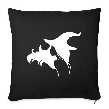 Witch with loose hair and a hat - Sofa pillowcase 17,3'' x 17,3'' (45 x 45 cm) - black - Front