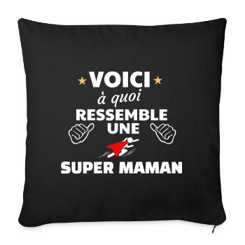 Humour maman super héroïne insoumise - Housse de coussin décorative 45 x 45 cm - noir - Devant