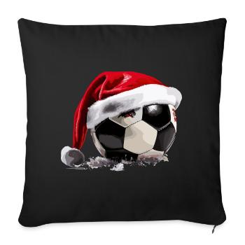 Fußball Weihnachten Weihnachtsmütze ball - Sofakissenbezug 45 x 45 cm - Schwarz - Vorne