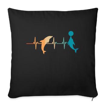 Battement de cœur dauphin - Housse de coussin décorative 45 x 45 cm - noir - Devant
