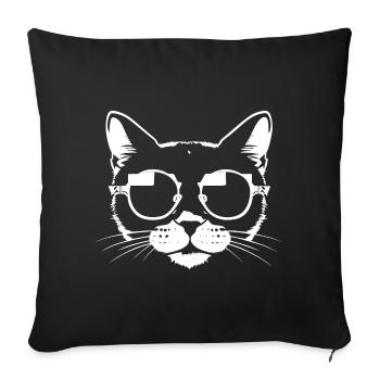 Lustige Katze mit Sonnenbrille Kätzchen Sonnenbrille Katzen - Sofakissenbezug 45 x 45 cm - Schwarz - Vorne