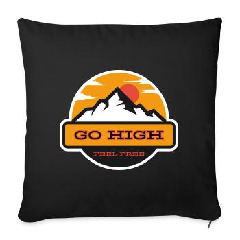 Motif soleil de haute montagne - Housse de coussin décorative 45 x 45 cm - noir - Devant
