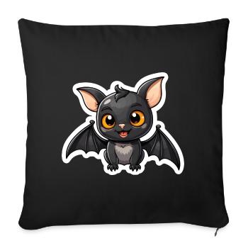 Illustration mignonne de chauve-souris - Housse de coussin décorative 45 x 45 cm - noir - Devant