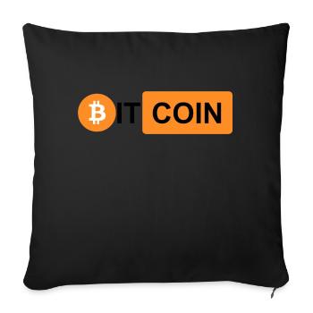 Krypto Bitcoin BTC prn 3 - Sofakissenbezug 45 x 45 cm - Schwarz - Vorne
