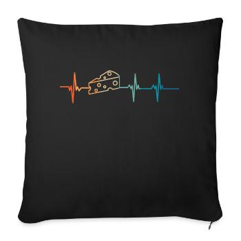 Cheese Heartbeat - Sofa pillowcase 17,3'' x 17,3'' (45 x 45 cm) - black - Front