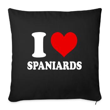 I Love Spaniards Heart Funny Witty - Sofa pillowcase 17,3'' x 17,3'' (45 x 45 cm) - black - Front