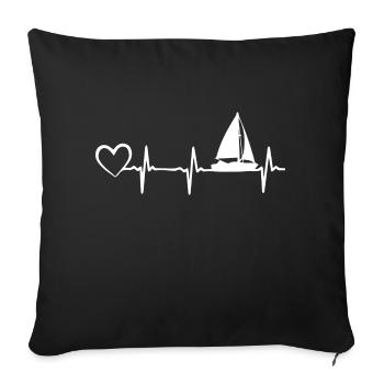 Segelboot Heartbeat Segelboot Segelboot - Sofakissenbezug 45 x 45 cm - Schwarz - Vorne
