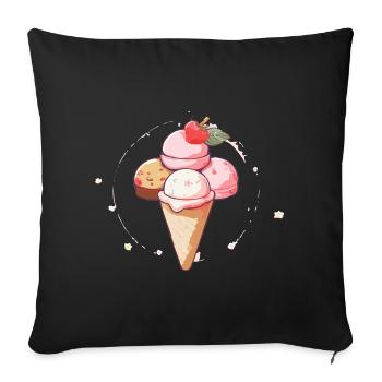 IceCream - Sofa pillowcase 17,3'' x 17,3'' (45 x 45 cm) - black - Front
