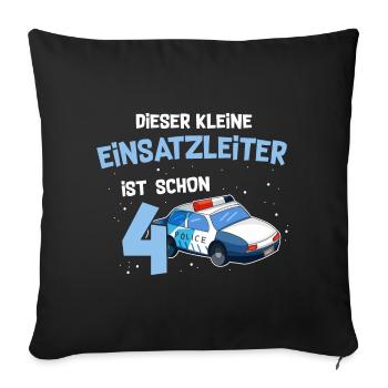 4 Anniversaire Police 4 ans - Housse de coussin décorative 45 x 45 cm - noir - Devant