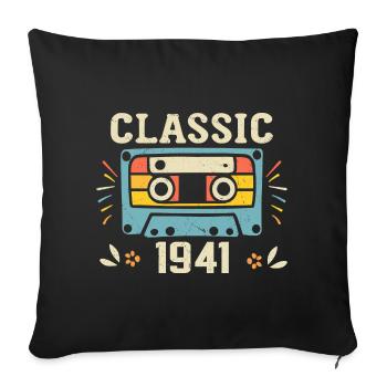 Vintage 1941 Cassette D'anniversaire Rétro 1941 - Housse de coussin décorative 45 x 45 cm - noir - Devant
