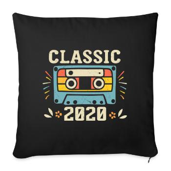 Vintage 2020 Cassette D'anniversaire Rétro 2020 - Housse de coussin décorative 45 x 45 cm - noir - Devant