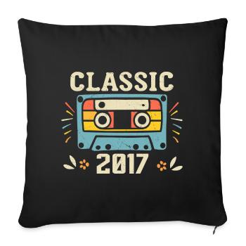 Vintage 2017 Cassette D'anniversaire Rétro 2017 - Housse de coussin décorative 45 x 45 cm - noir - Devant