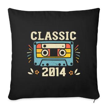 Vintage 2014 Cassette D'anniversaire Rétro 2014 - Housse de coussin décorative 45 x 45 cm - noir - Devant