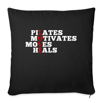 Pilates motivates moves heals - Sofa pillowcase 17,3'' x 17,3'' (45 x 45 cm) - black - Front