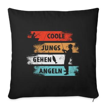 Cool Guys Go Fishing Angler - Sofa pillowcase 17,3'' x 17,3'' (45 x 45 cm) - black - Front