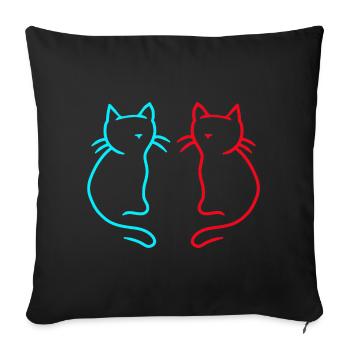 80's 90's Retro Vintage Cat Cats - Sofa pillowcase 17,3'' x 17,3'' (45 x 45 cm) - black - Front