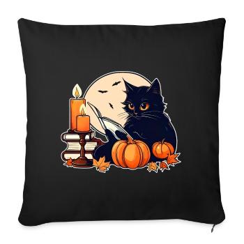 Black cat in Halloween mood - Sofa pillowcase 17,3'' x 17,3'' (45 x 45 cm) - black - Front
