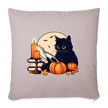 Black cat in Halloween mood - Sofa pillowcase 17,3'' x 17,3'' (45 x 45 cm) - light taupe - Front