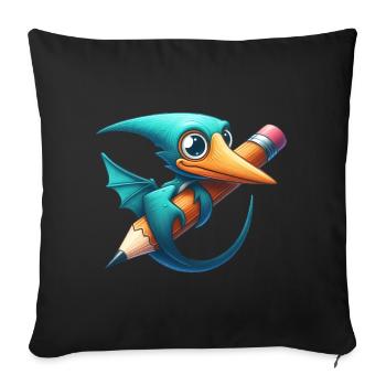 Pterodactyl Pencil Kawaii Pterosaur Dino - Sofa pillowcase 17,3'' x 17,3'' (45 x 45 cm) - black - Front