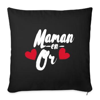 Maman en or - Housse de coussin décorative 45 x 45 cm - noir - Devant