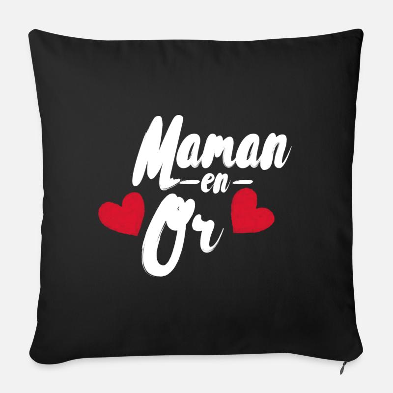 Maman en or - Housse de coussin décorative 45 x 45 cm - noir