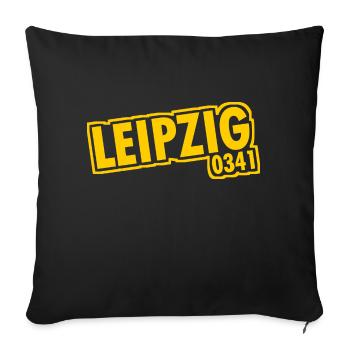 Leipzig - 0341 - Indicatif régional - Saxe - Housse de coussin décorative 45 x 45 cm - noir - Devant